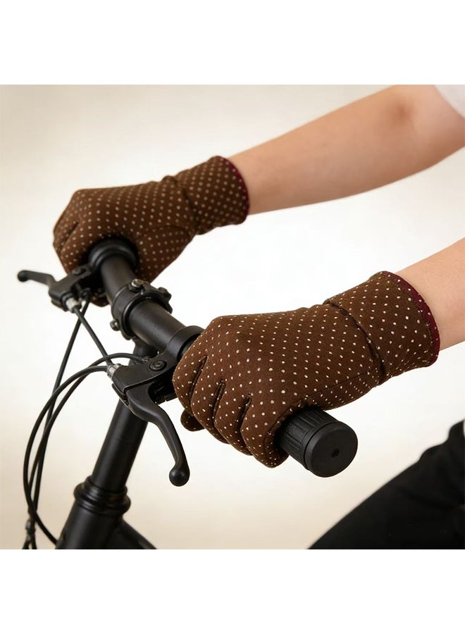 واي جيه قفازات نسائية مقاومة للتجمد، عصرية، جميلة ورقيقة، قفازات ركوب الدراجة في الهواء الطلق، قفازات للشاشة اللمسية، قفازات القيادة الشتوية، باللون البني - Image 4